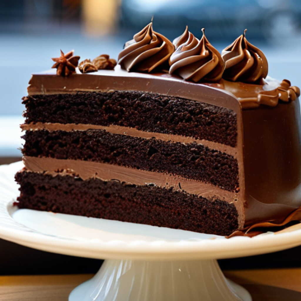 프리미엄 제과 브랜드 - Artisanal Chocolate Cake Display**
Prompt: "Close-up of a beautifully decorated Belgian chocolate c...