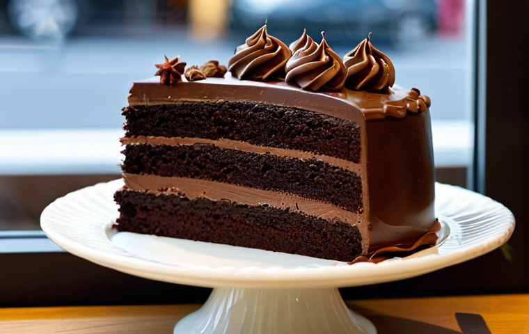 프리미엄 제과 브랜드 - Artisanal Chocolate Cake Display**
Prompt: "Close-up of a beautifully decorated Belgian chocolate c...