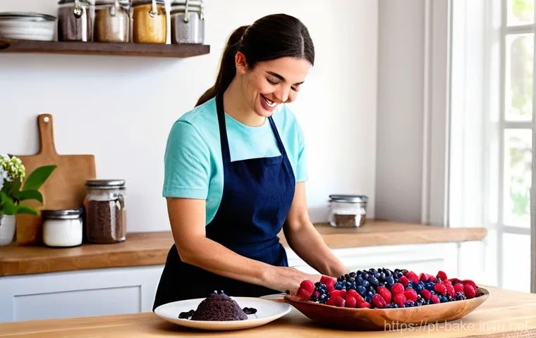 저탄수화물 제과 제품 - **Prompt: "A cozy and modern Portuguese kitchen, bathed in soft, natural sunlight. A smiling woman i...
