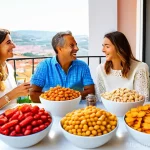 과자 제조 공장 투자 트렌드 - Healthy Portuguese Snack Harvest and Enjoyment**
A vibrant, sun-drenched scene depicting a diverse g...